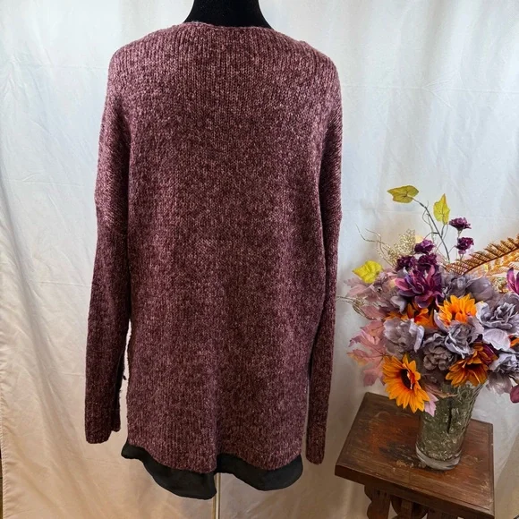 Jessica Simpson Mauve Knit Sweater w Beaded Embellishments Long Sleeve - Picture 4 of 9